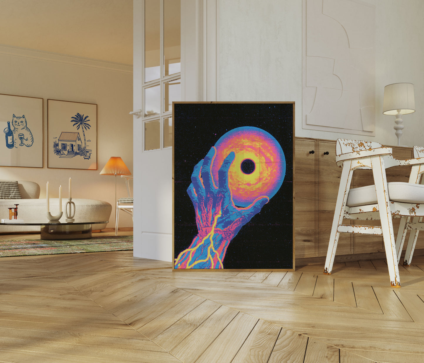 Cosmic Hand Holding Planet Poster