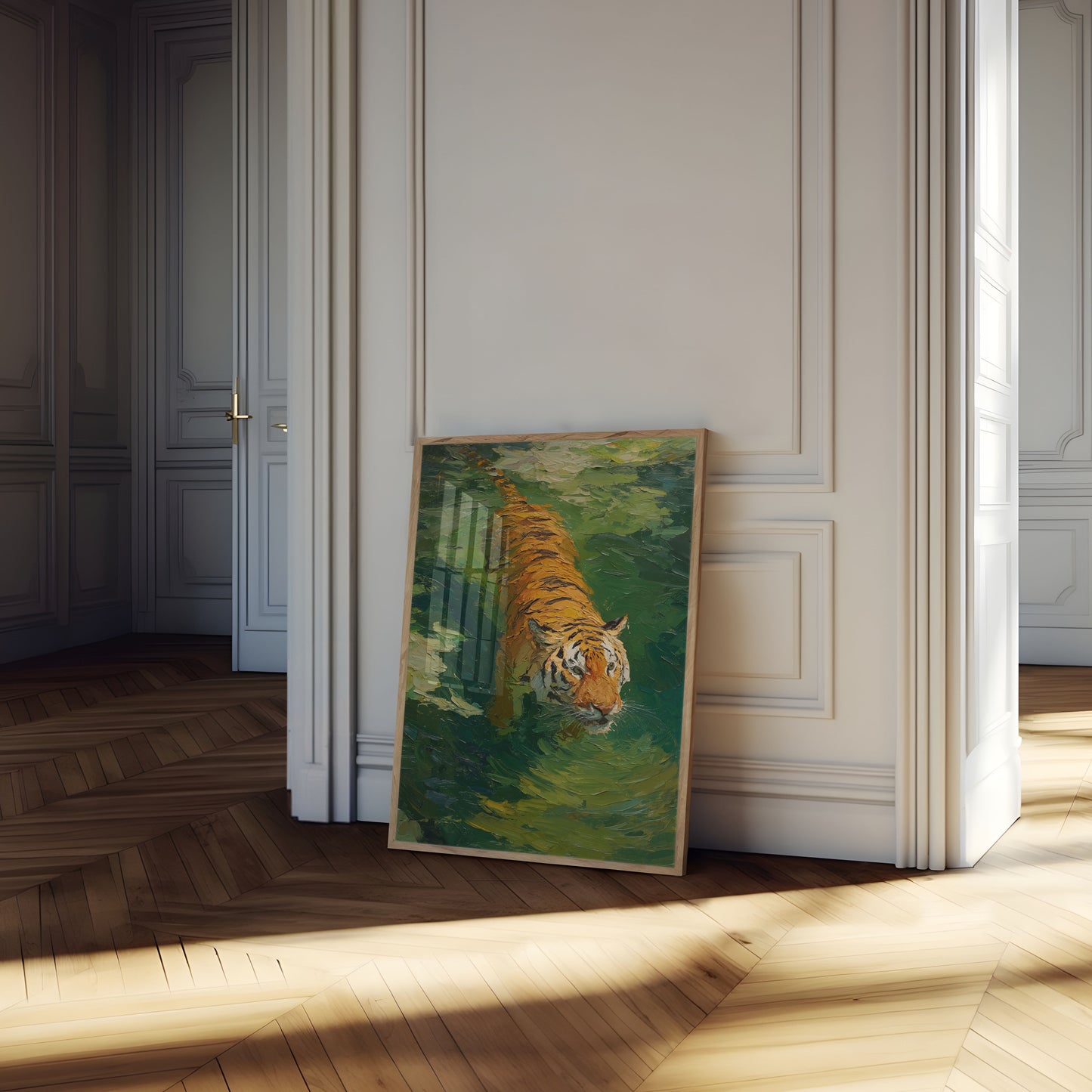 Tiger Swimming in Water Poster