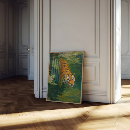 Tiger Swimming in Water Poster