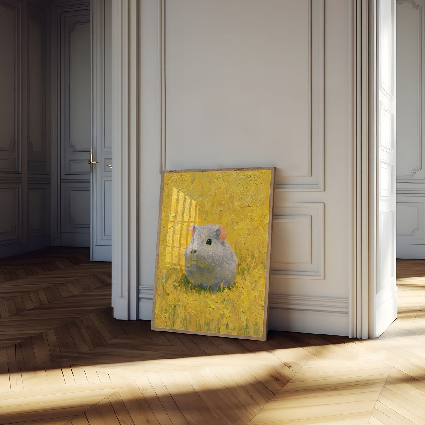 White Guinea Pig Portrait Poster