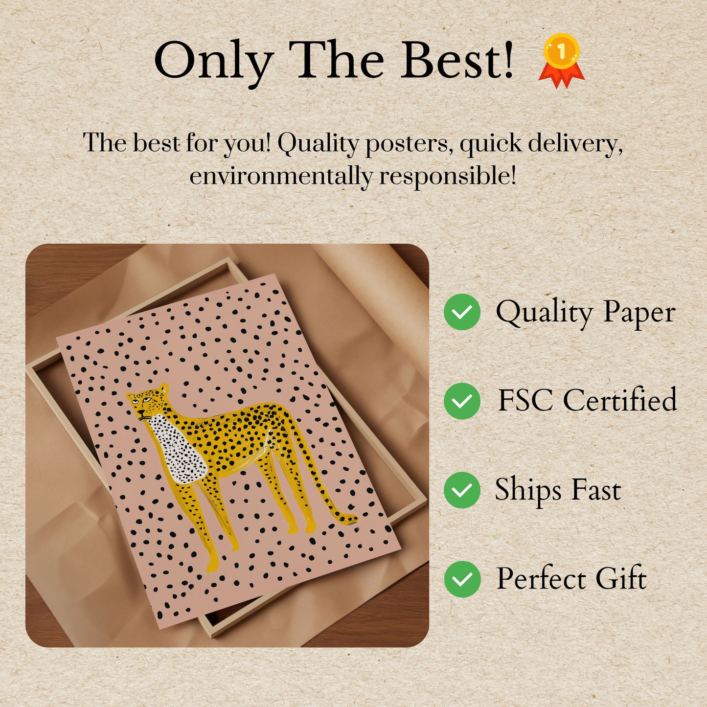 Gul Pletnede Leopard Plakat