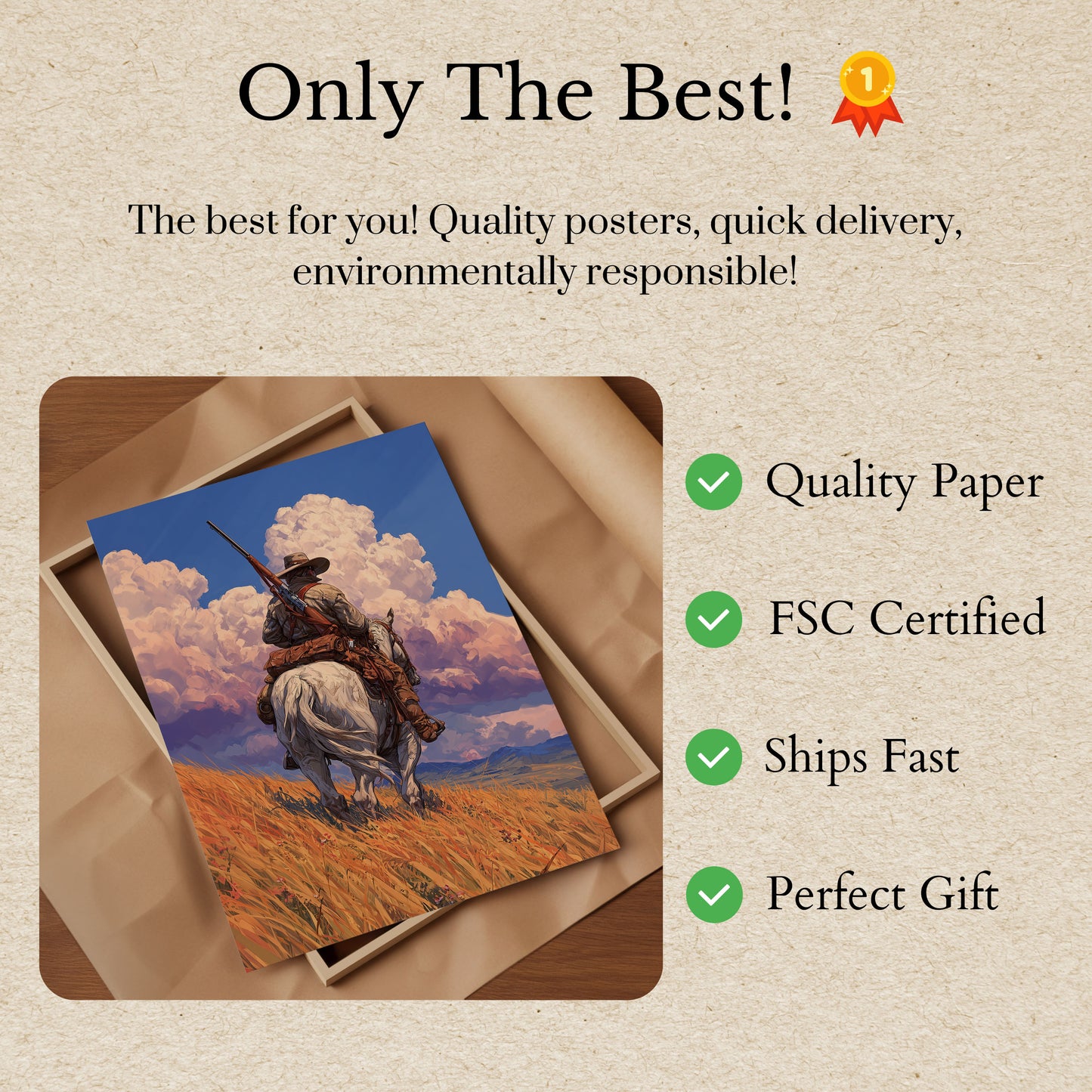 Ensom Cowboy Vildmark Plakat