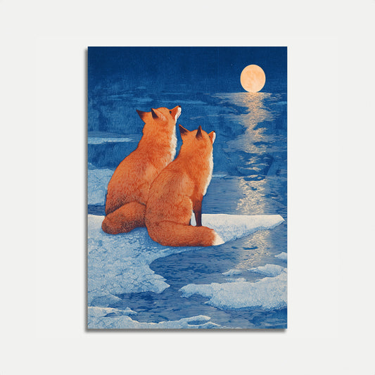 Poster di Volpi che Guardano la Luce della Luna