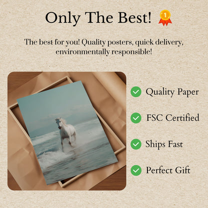 Bílý Mořský Koňský Plakát