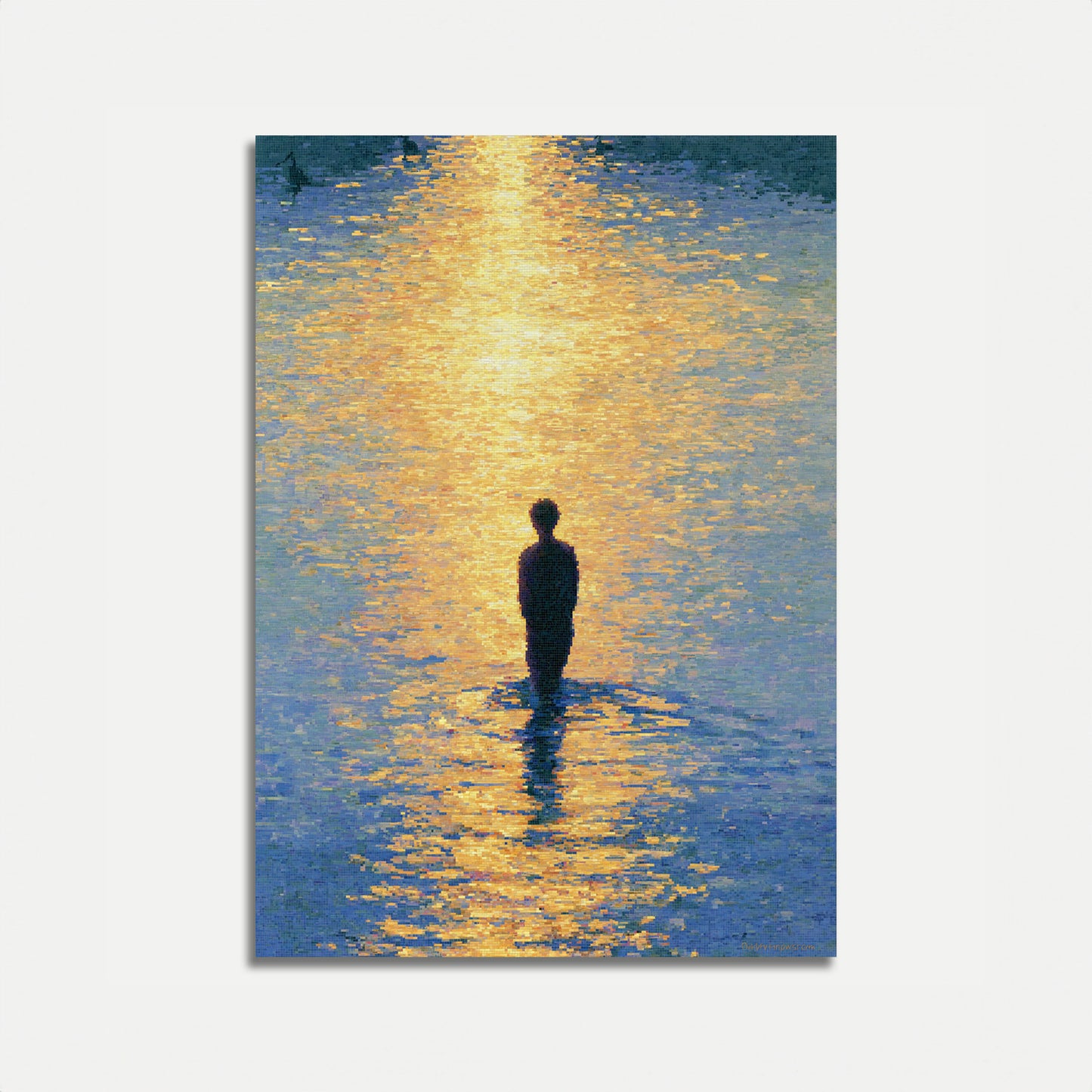 Plakat: Einsame Gestalt im goldenen Licht
