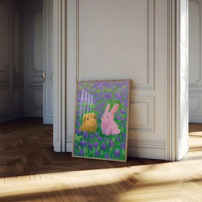 Guinea Pig and Bunny Friends Poster