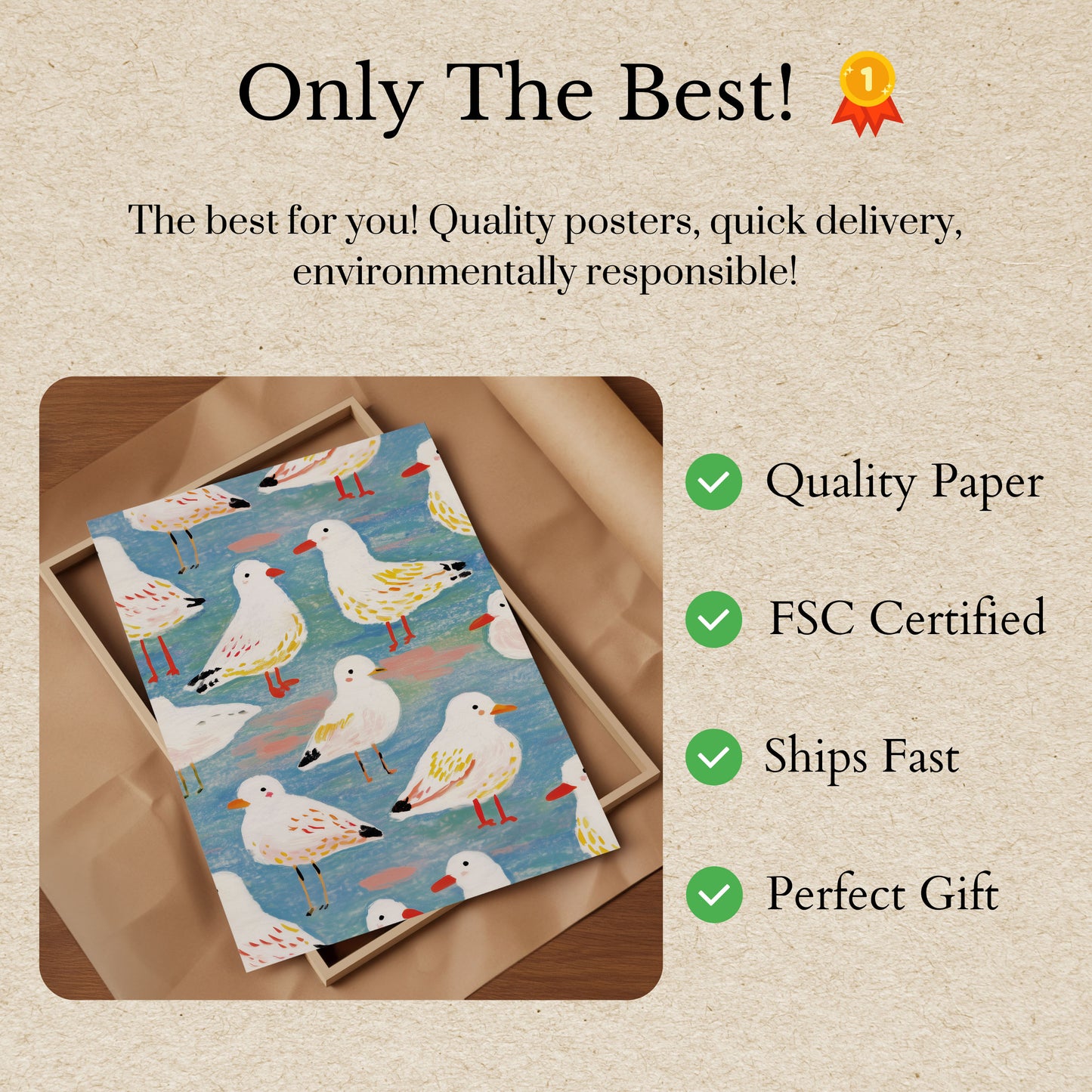 Pôster Gaivotas à Beira do Mar