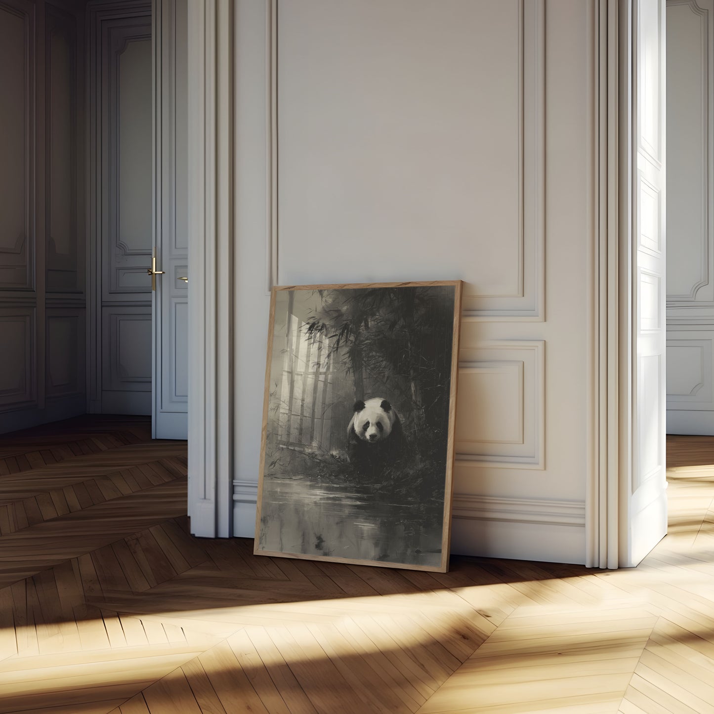 Misty Panda Bamboo Forest Poster