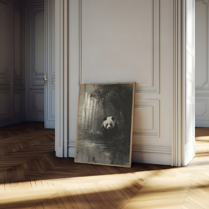 Misty Panda Bamboo Forest Poster