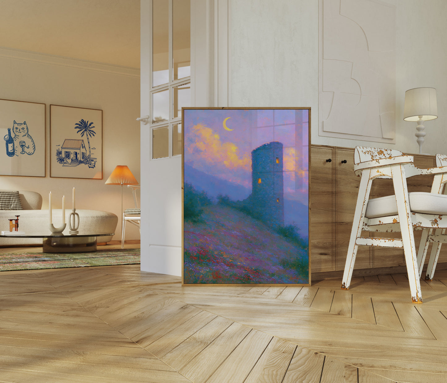 Poster Notte Lunare Torre Medievale