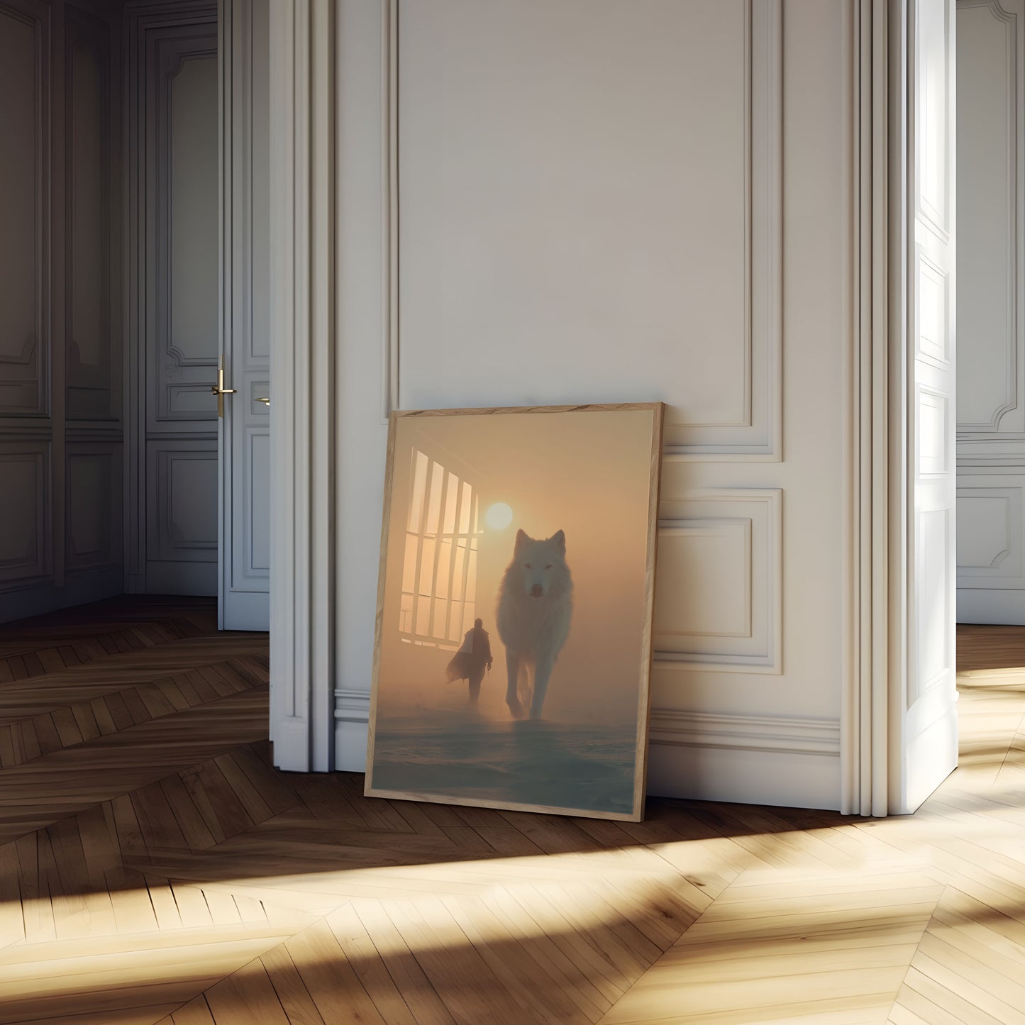 White Wolf Sunrise Poster