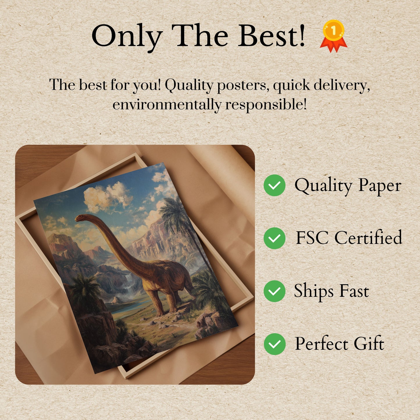 Póster de paisaje de dinosaurios antiguos