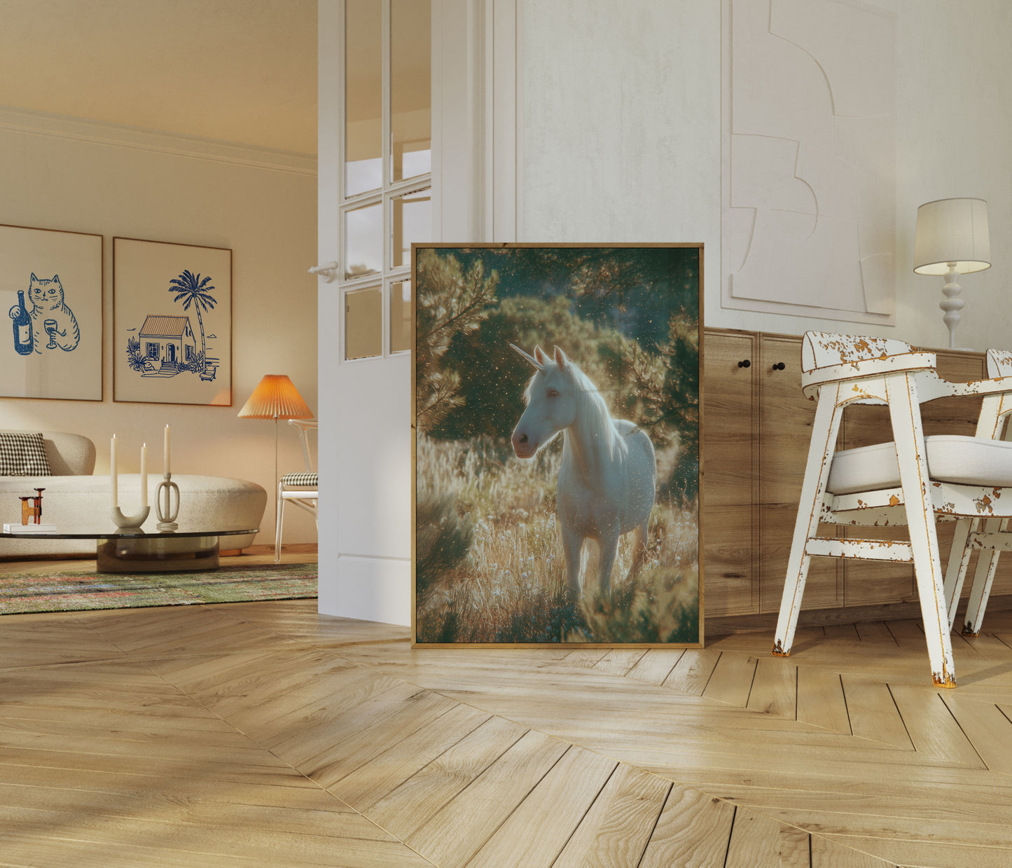 Poster dell'Unicorno Bianco Magico