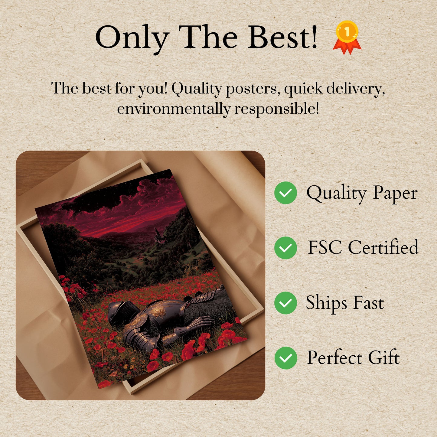 Fallen Knight in Poppy Field Poster