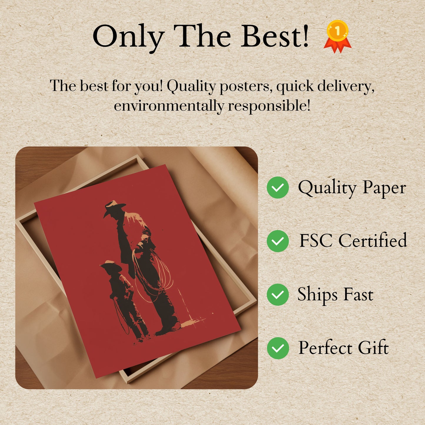 Western Father and Son Silhouette Poster