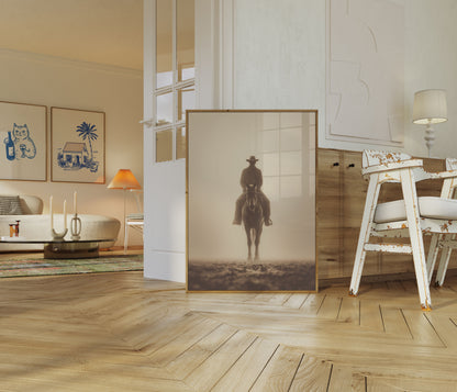 Einsamer Reiter im Sepia-Poster