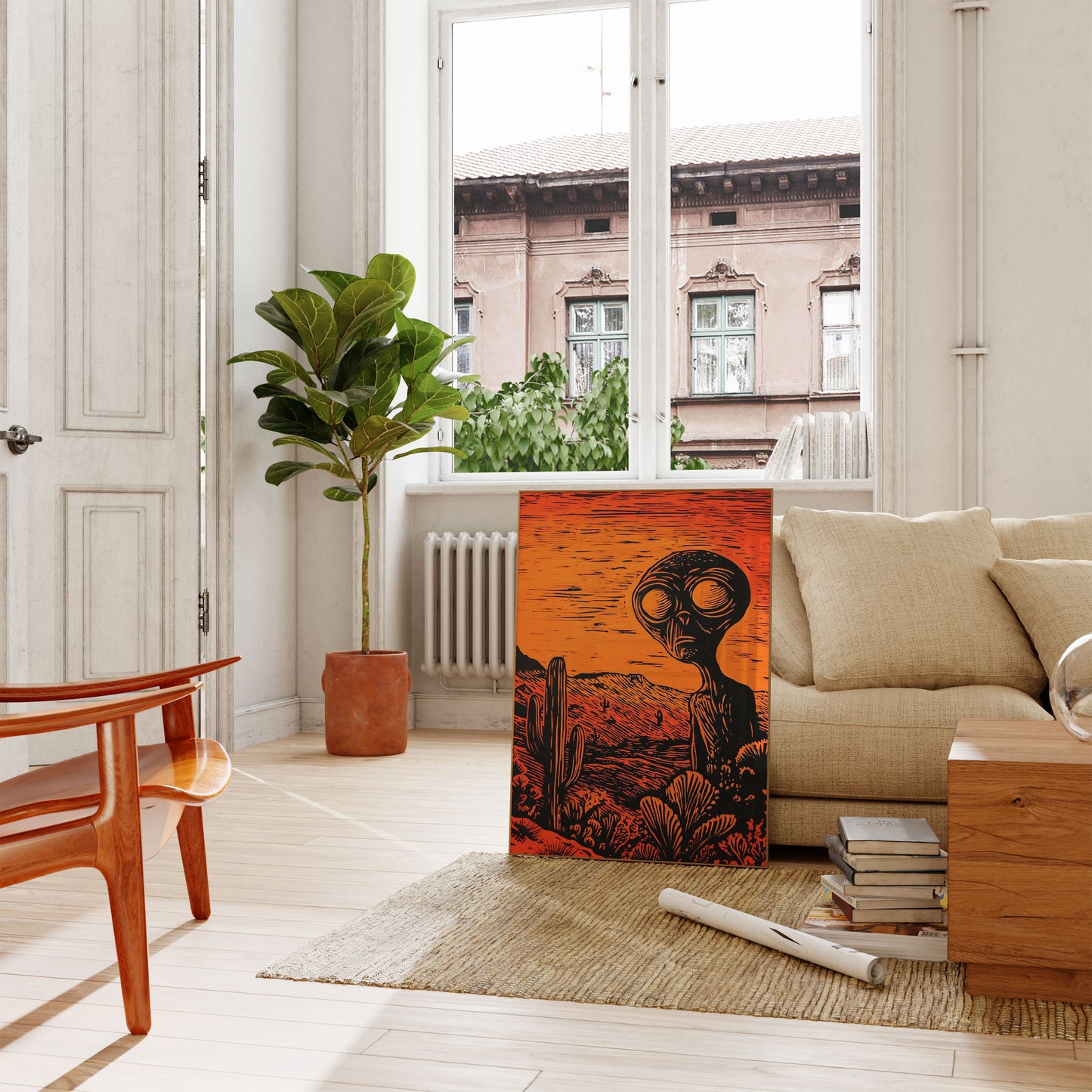 Alien Desert Sunset Poster