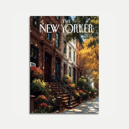 Autumn Brownstone New York Poster