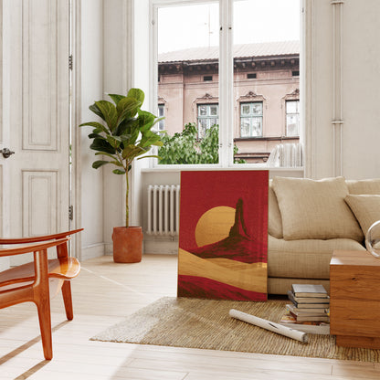 Desert Landscape with Golden Moon Poster
