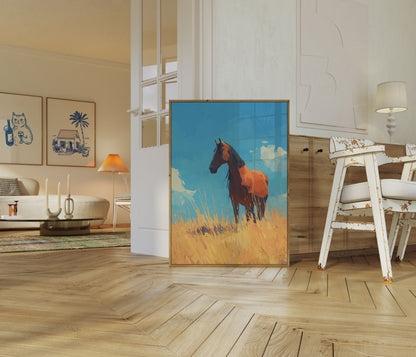 Solitary Stallion Prairie Poster