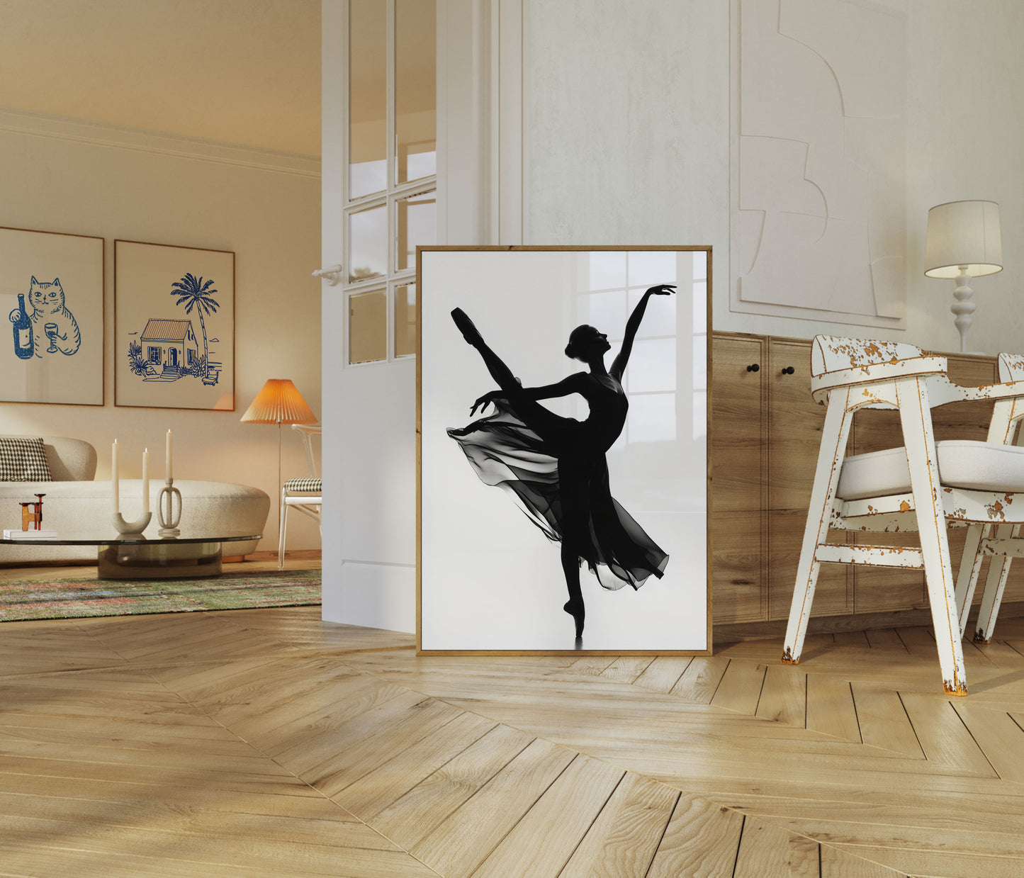 Póster de silueta de ballet etéreo