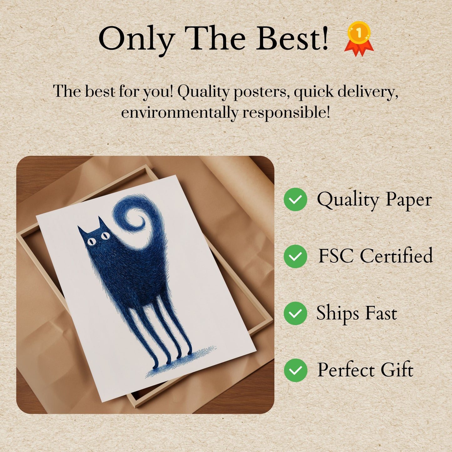 Furry Blue Cat Whiskers Poster