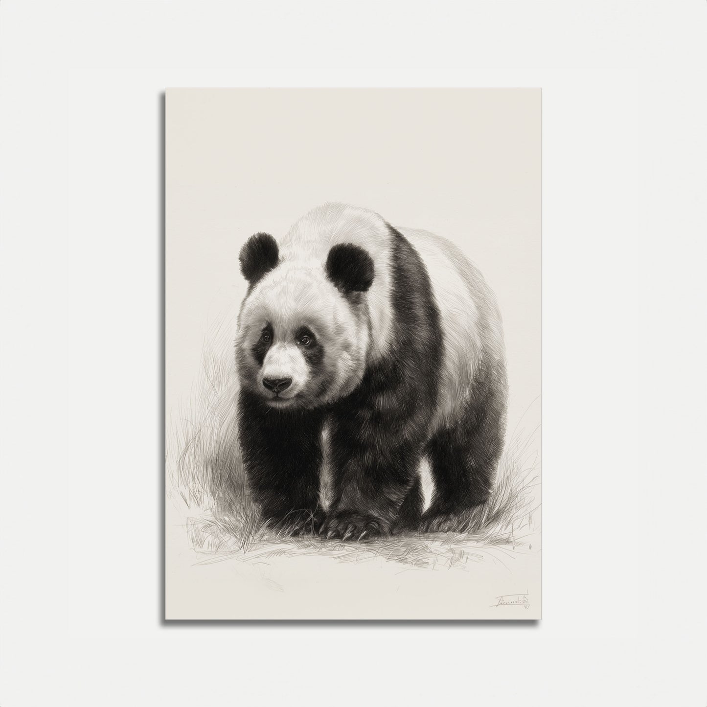 Majestic Panda Black and White Poster