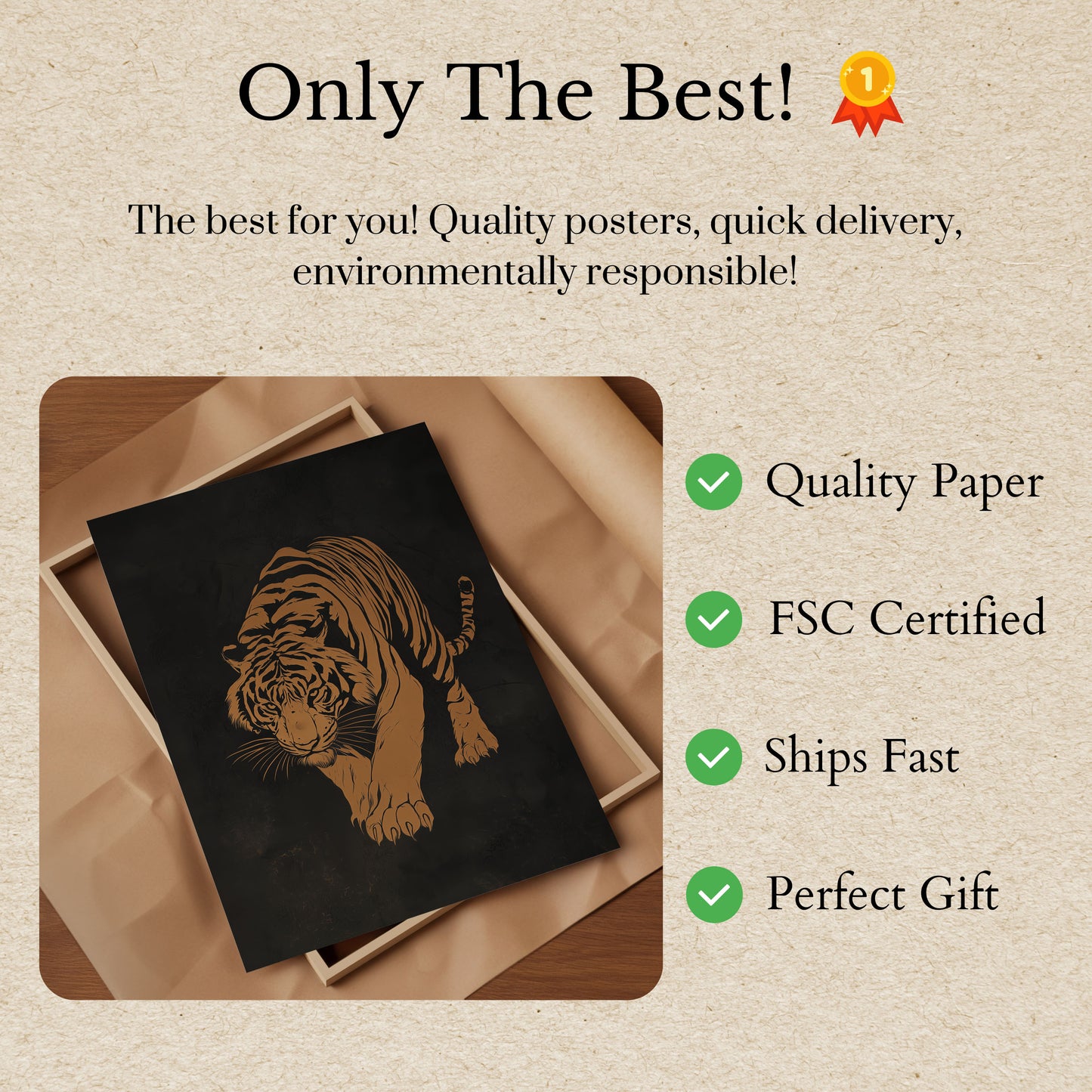 Fierce Golden Tiger Poster