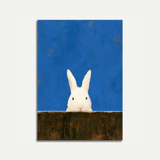 Hvid Kanin Kigge Over Mur Plakat