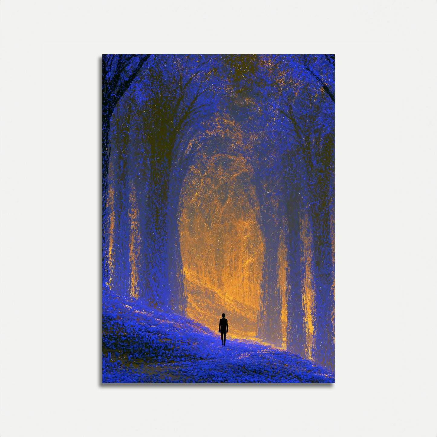 Solitary Journey Through Blue Tunnel Poster
