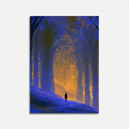 Solitary Journey Through Blue Tunnel Poster
