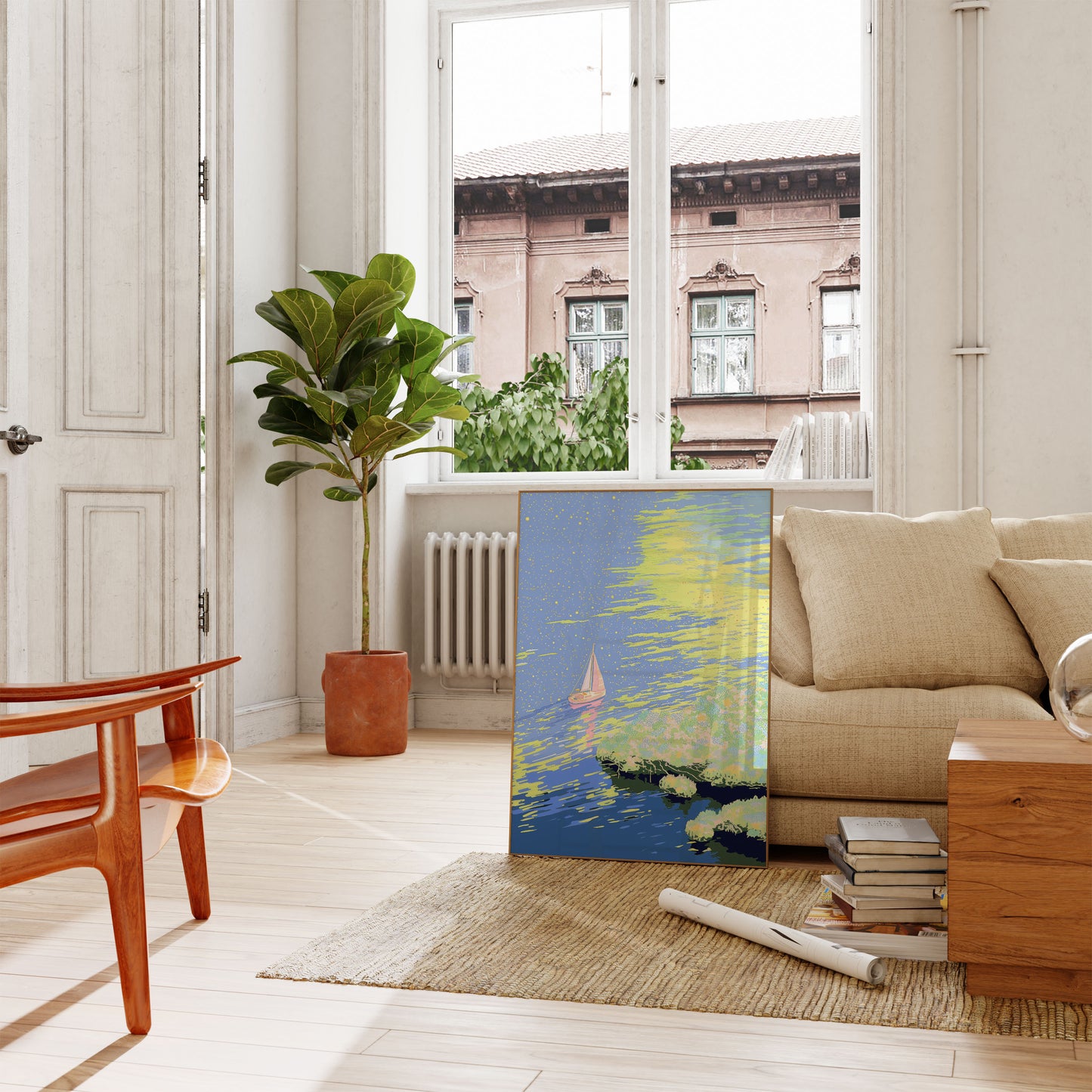 Dreamy Starry Night Sailing Poster