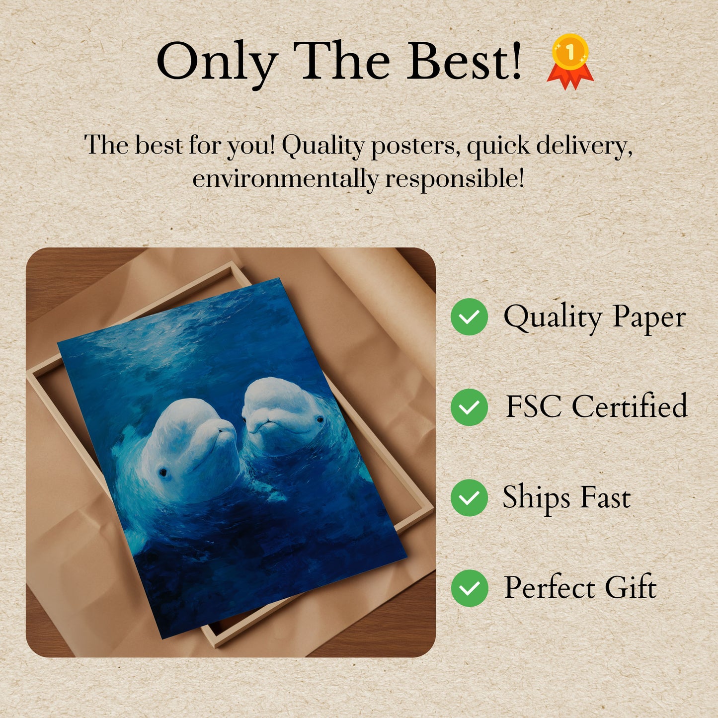Beluga Whales Underwater Poster