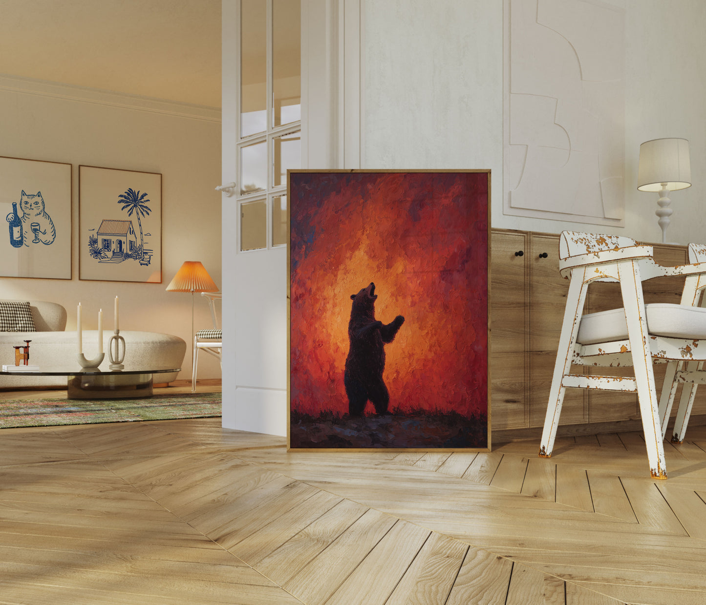 Affiche Ours qui se Lève dans les Flammes