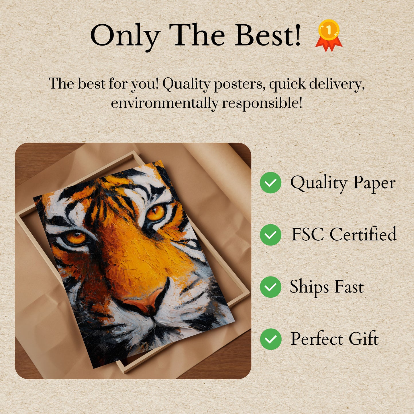 Poster Olio Astratto Volto di Tigre