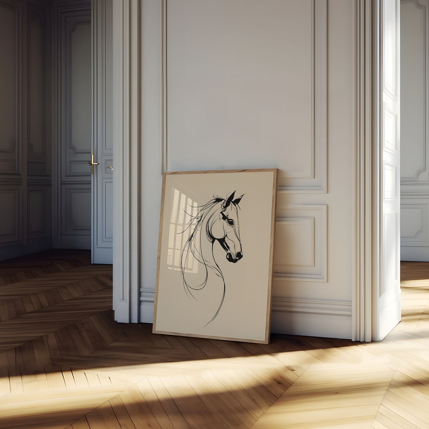 Poster di Arte Lineare Elegante Testa di Cavallo