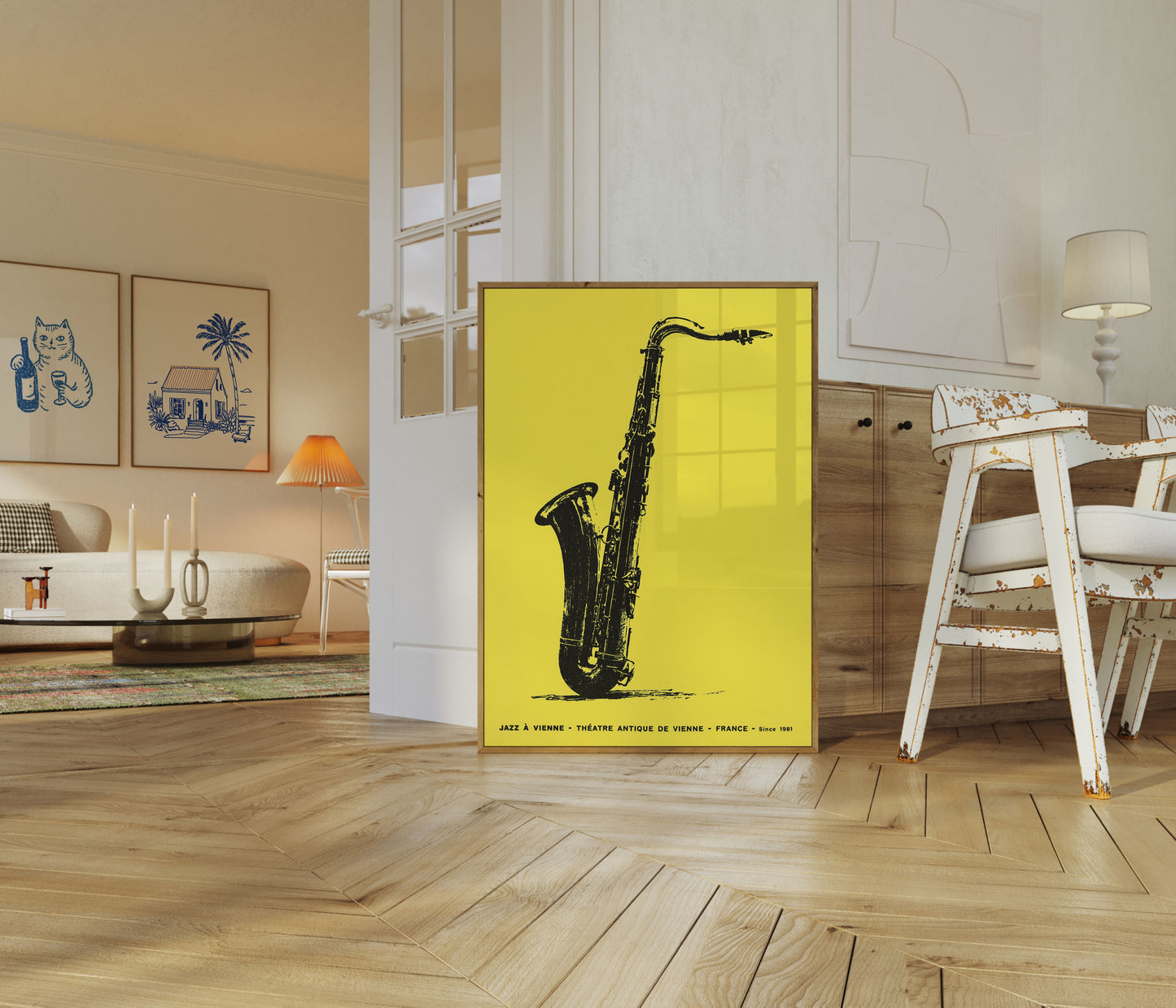 Vintage Jazz-Saxophon-Plakat Wien