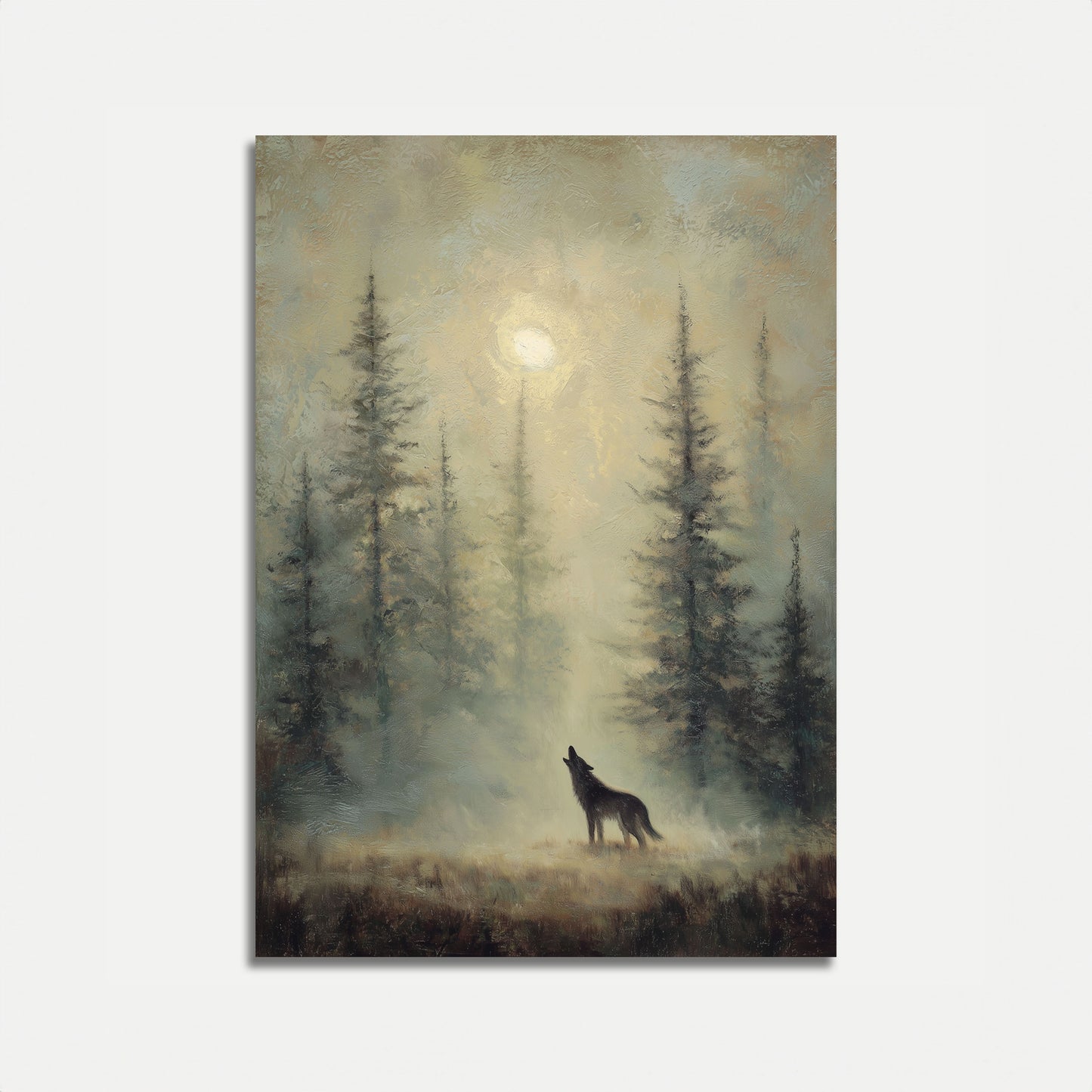 Moonlit Wolf Forest Poster