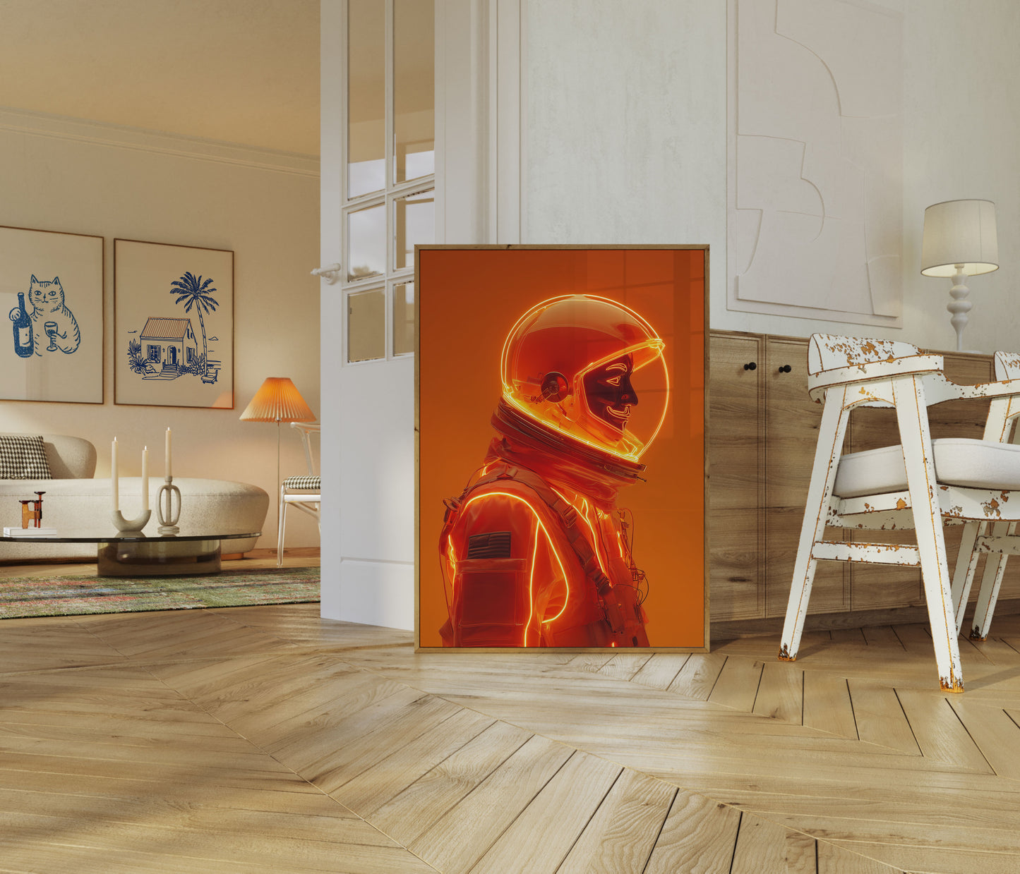 Burning Orange Astronaut Poster