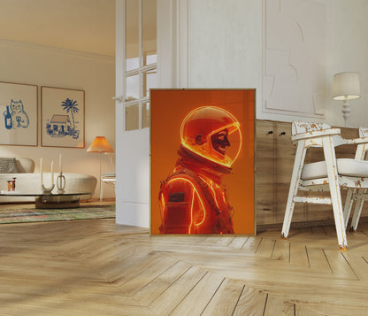 Burning Orange Astronaut Poster