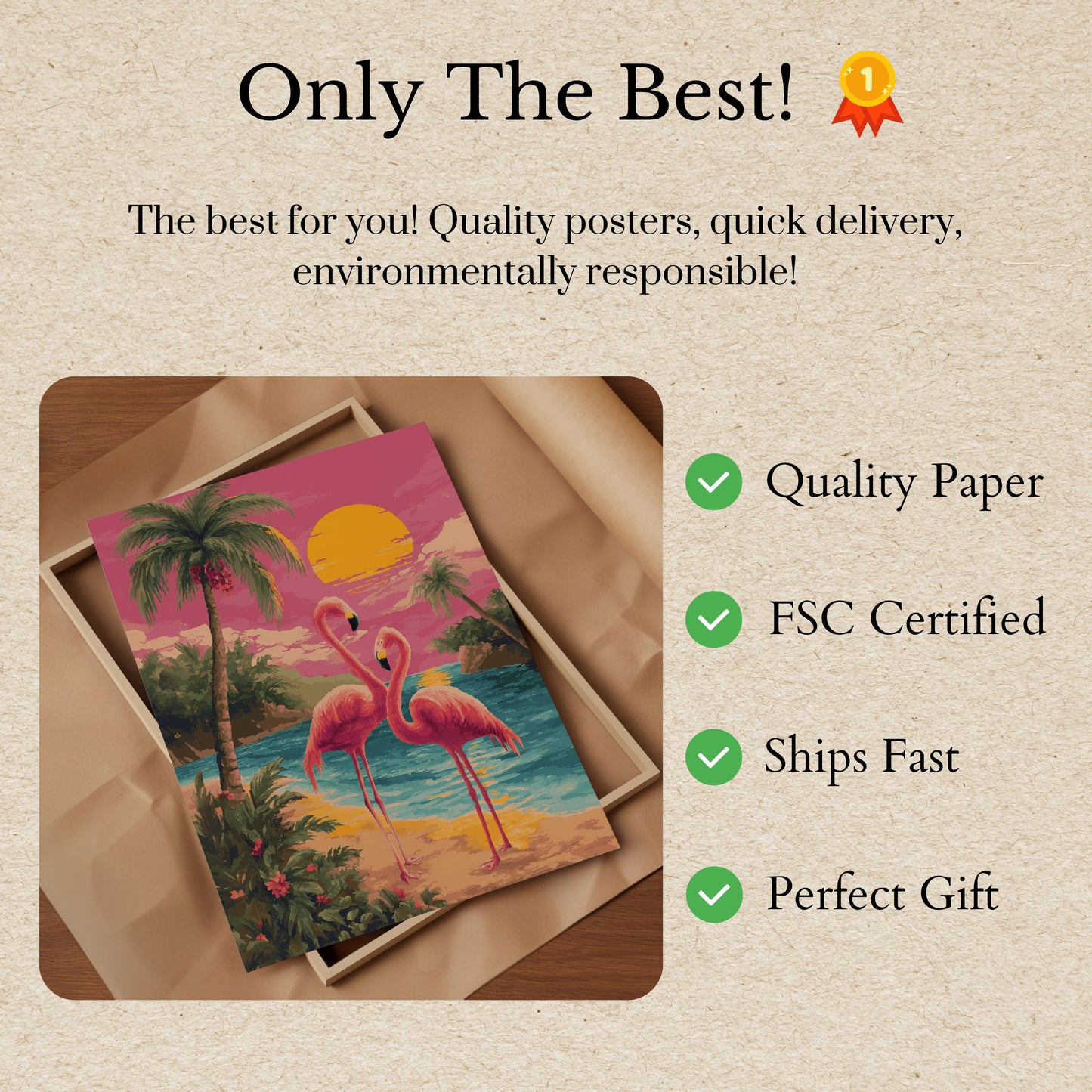 Tropical Sunset Flamingo Poster