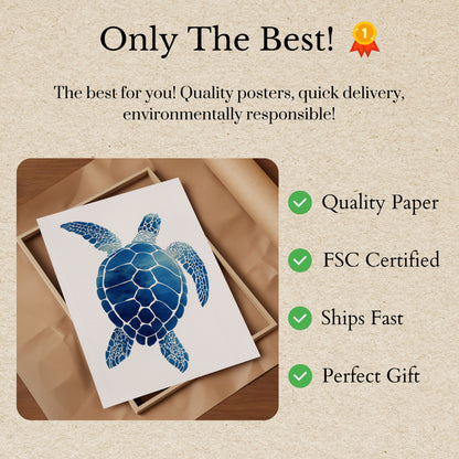 Blue Sea Turtle Ocean Poster