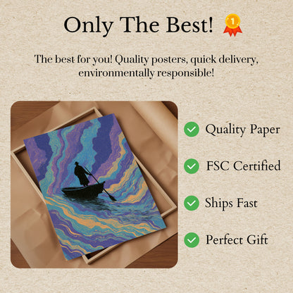 Mystical Boatman in Cosmic Waters Poster