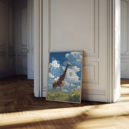 Póster de la pradera de jirafas imponentes