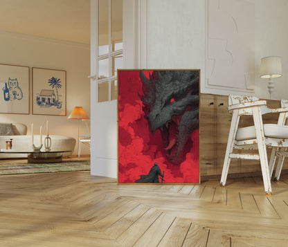 Póster de enfrentamiento con el dragón carmesí