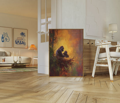 Gorillas in Golden Light Poster