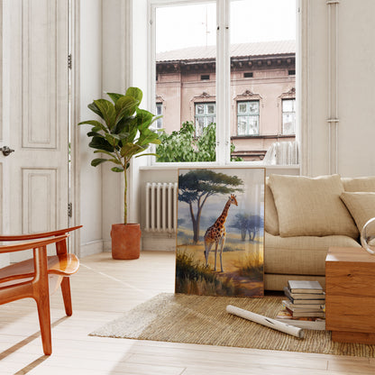 Póster de jirafa en la soledad de la sabana