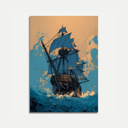 Poster van Stormachtige Zeeën Zeilschip