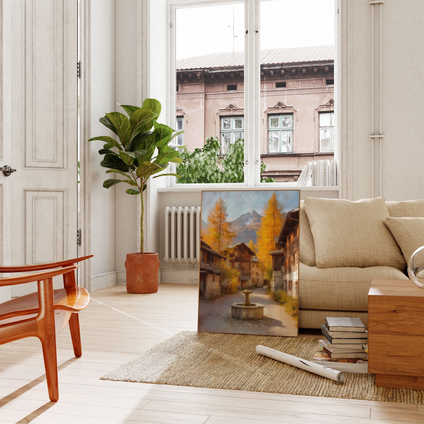 Pôster Aldeia Alpina Montanhas de Outono