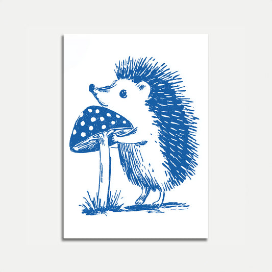 Whimsical Blue Hedgehog Woodland Poster